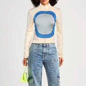 Marni zip top  high neck nylon white blues SZ 38 - S/M